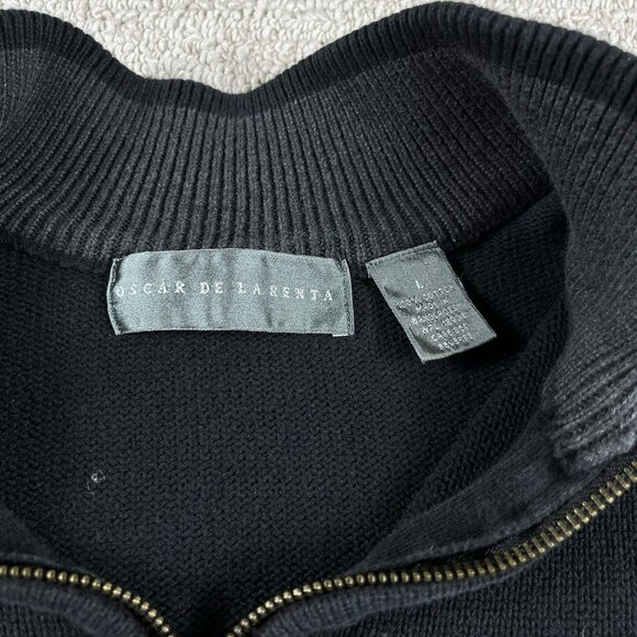 Oscar De Larenta 1/4 Zip Sweater Black Men’s Size Large - Picture 3 of 7